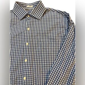 Peter Millar Long Sleeve Button Shirt Blue Plaid Check Mens Medium Cotton